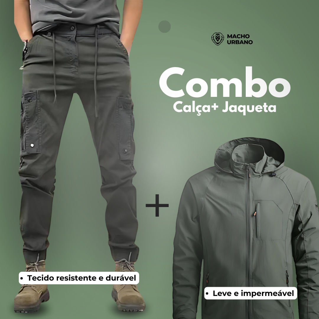 Kit Calça Tática + Jaqueta Impermeável + Brindes