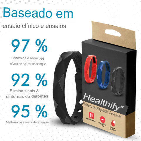 Healthify™ Pulseira reguladora de açúcar + EBOOK 107 receitas pró-diabetes (BRINDE)