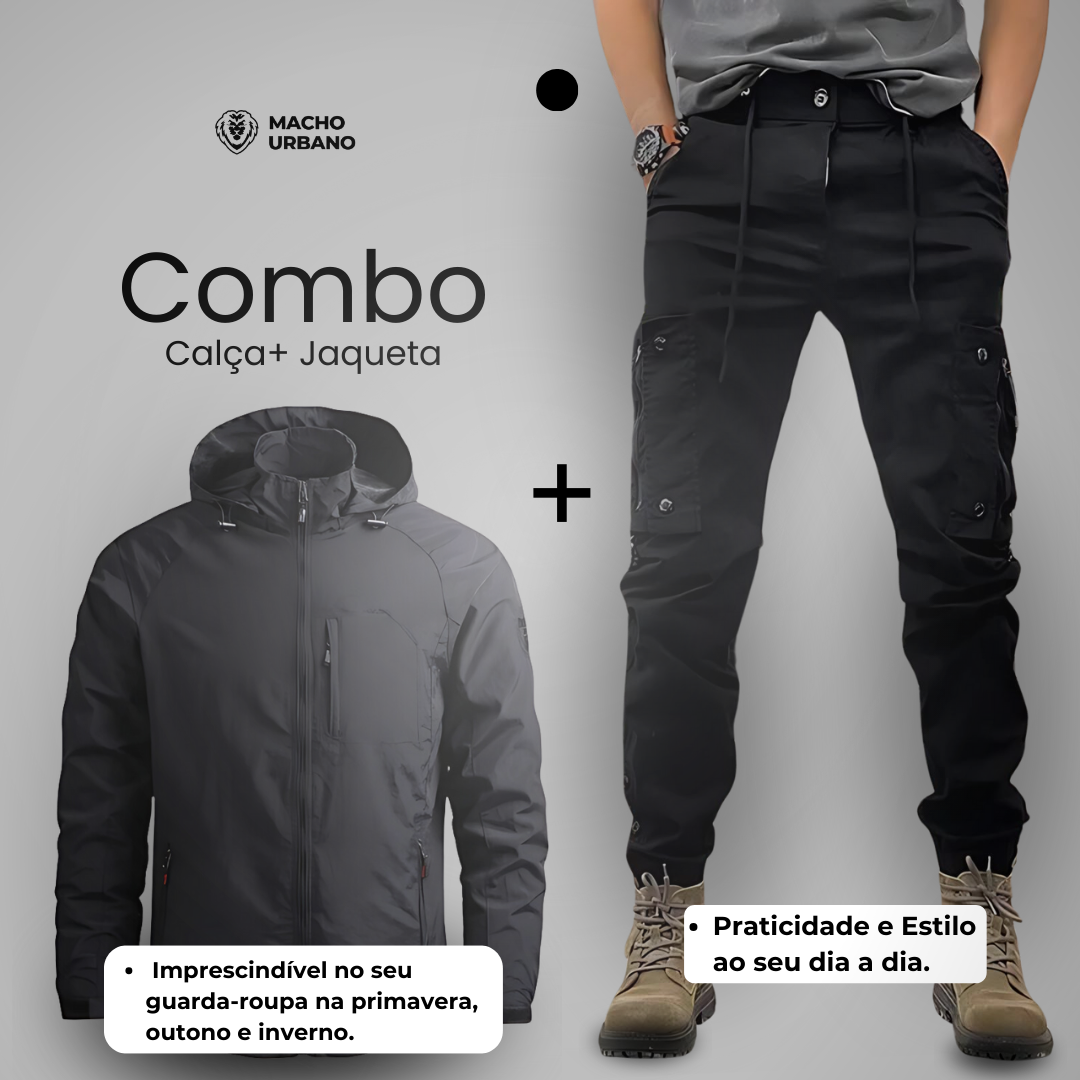 Kit Calça Tática + Jaqueta Impermeável + Brindes
