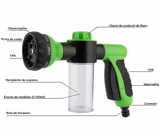 Pistola d'Água Mimus 8 em 1 + brinde exclusivo
