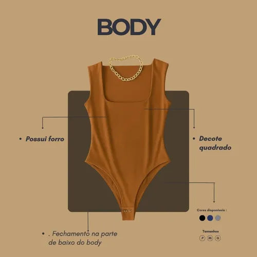 Kit 3 Bodys Feminino Bory Collant Decote Quadrado