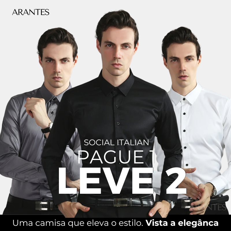 Pague 1 Leve 2 | Camisa Social Ultra Tech Italian + Brinde Relogio Casual Luxo