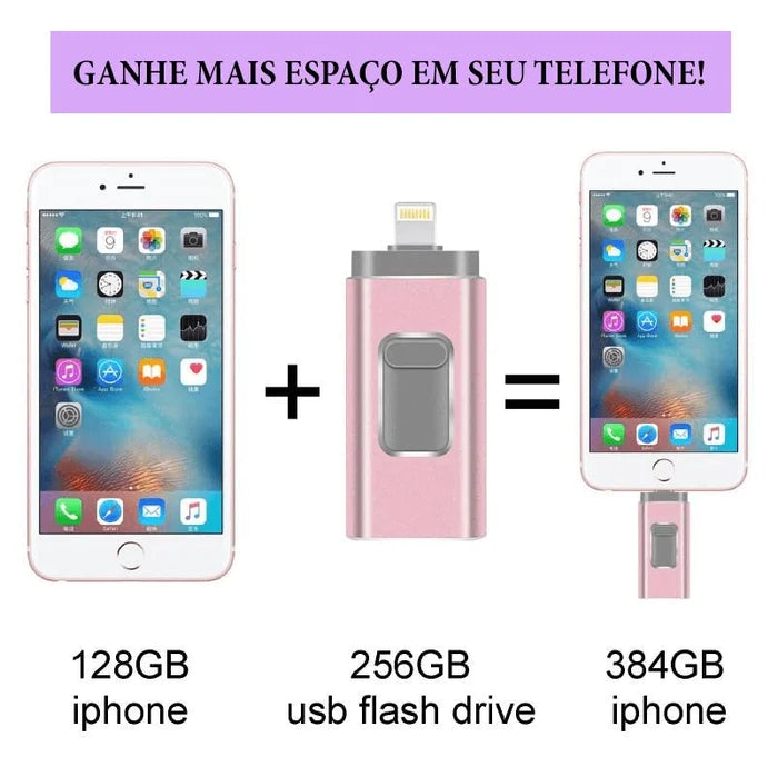 Pen Drive de Celular 4 em 1 - Para Android e Iphone