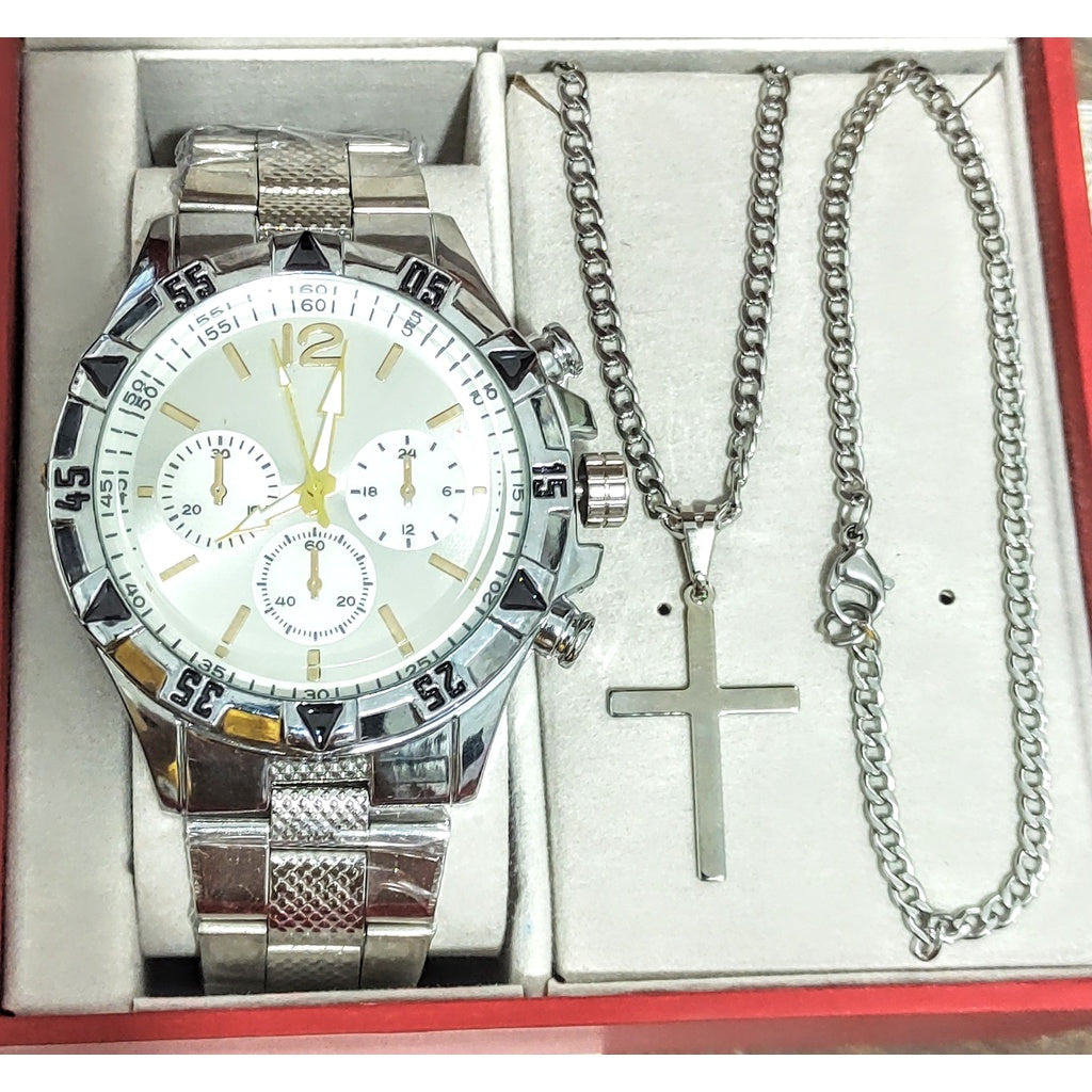 Kit Golde relógio masculino + corrente cruz e pulseira