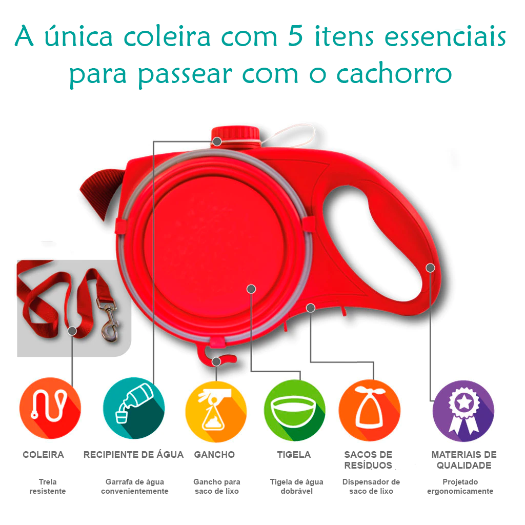 Guia para coleira 5 em 1 Mimus