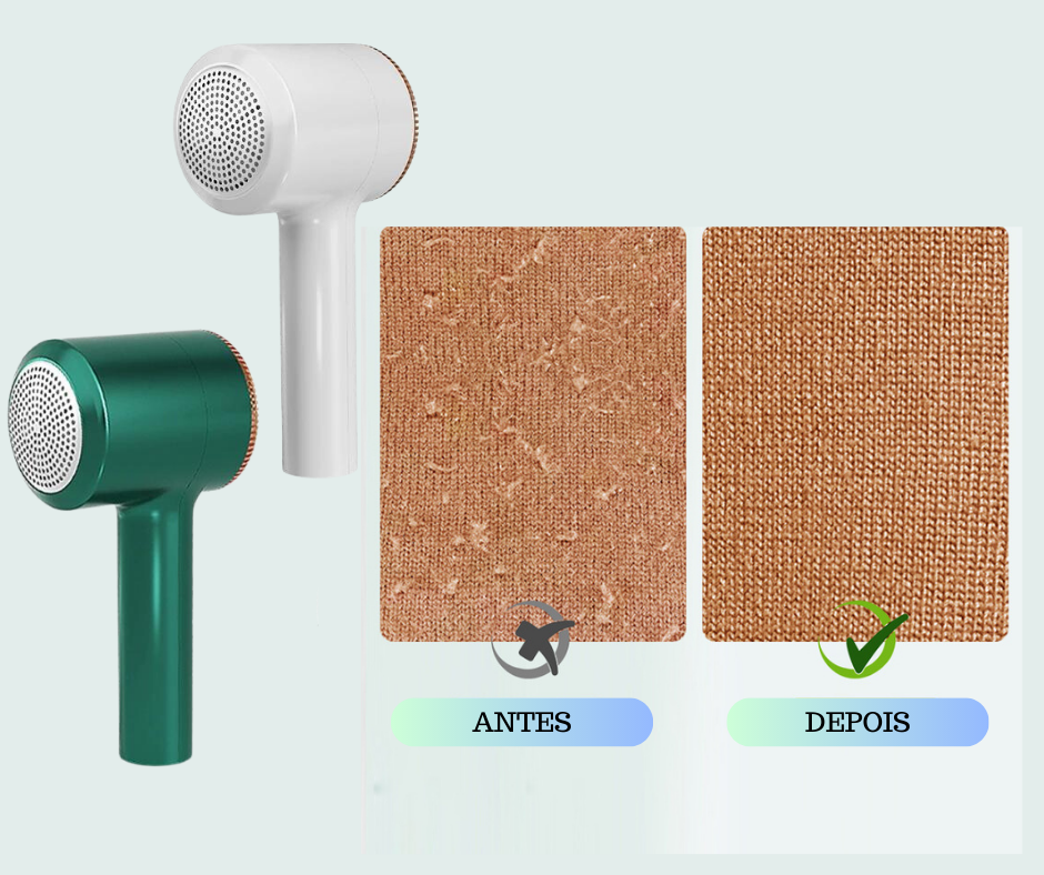 PelúciaZeroMax 2.0- Aparador de Bolinhas e Pelos para Roupas Elétrico Recarregável