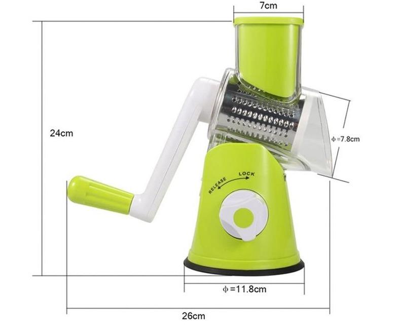 Fatiador Ralador de Legumes Frutas e Vegetais 3 em 1 Multifuncional com Manivela - Slicer Multi