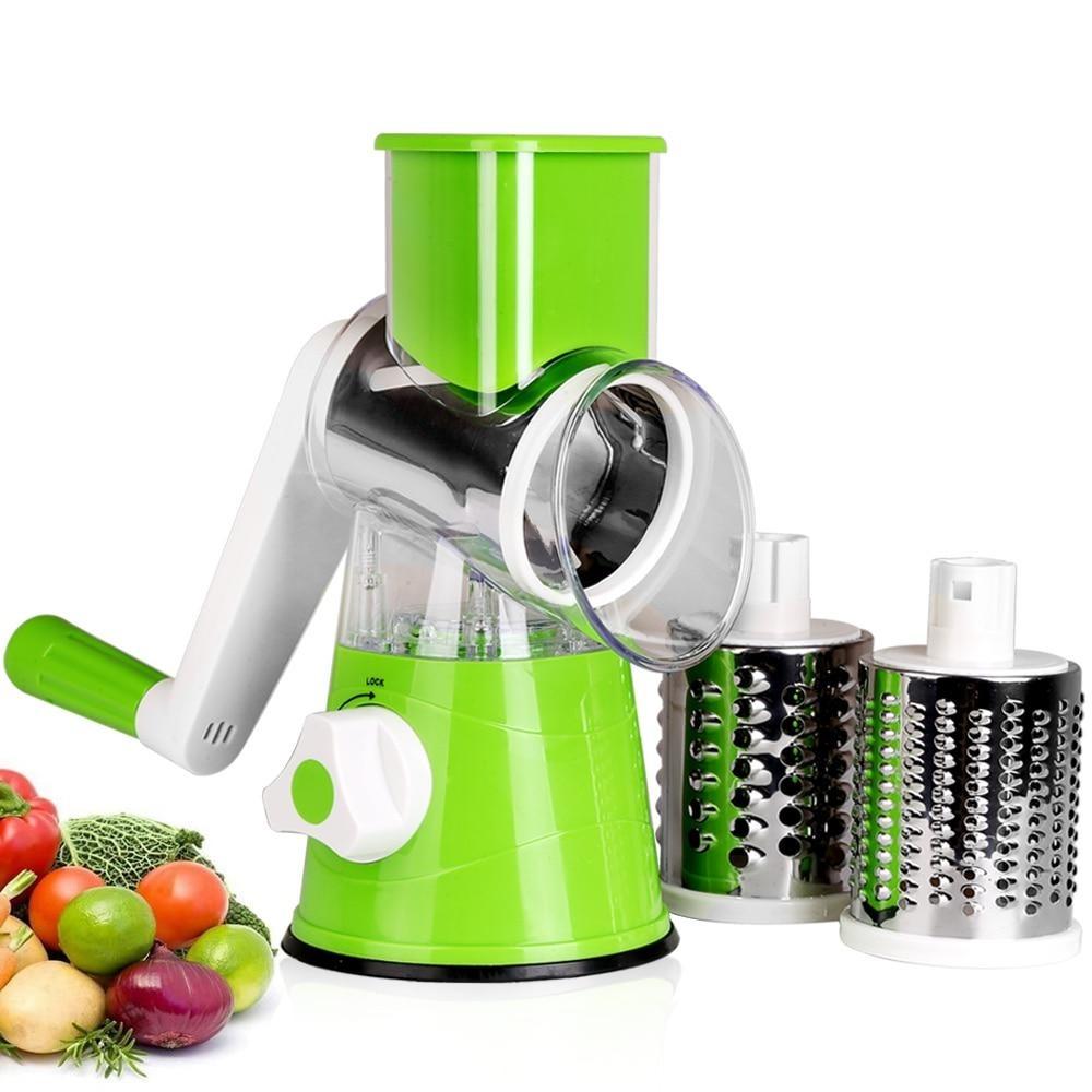 Fatiador Ralador de Legumes Frutas e Vegetais 3 em 1 Multifuncional com Manivela - Slicer Multi