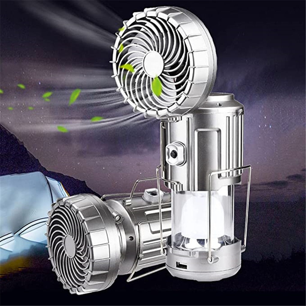 CampingPRO ™ Ventilador, Lâmpada e Banco de Baterias movidos a Energia Solar 6 em 1