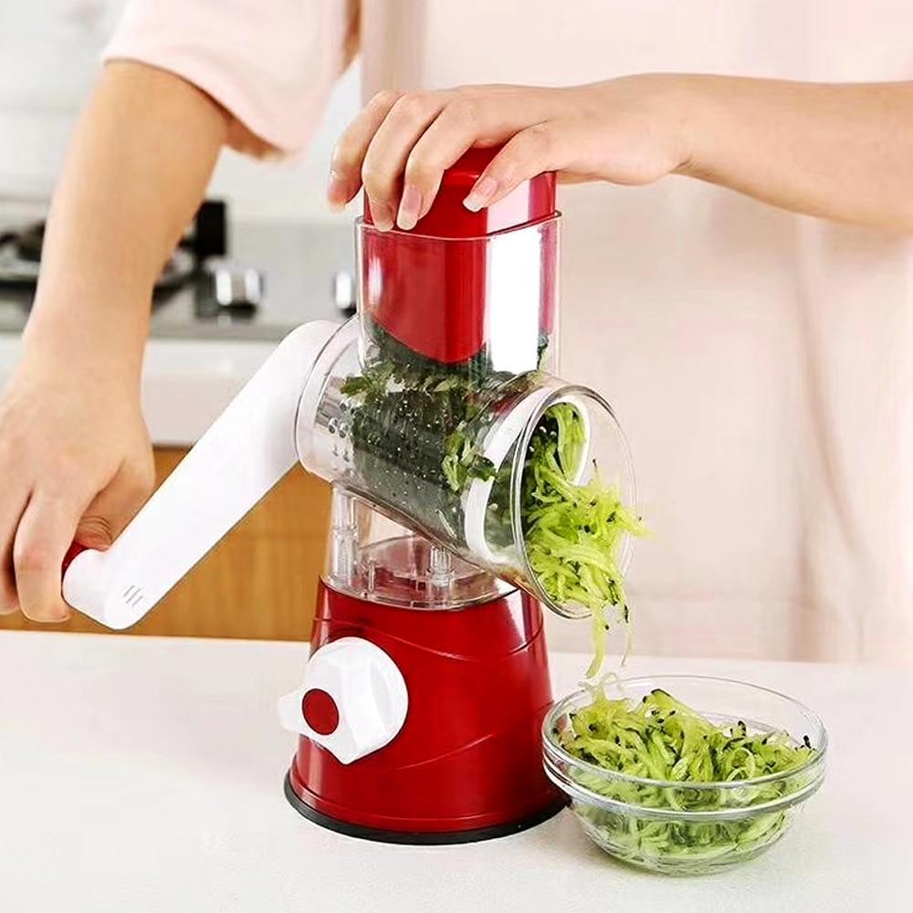 Fatiador Ralador de Legumes Frutas e Vegetais 3 em 1 Multifuncional com Manivela - Slicer Multi