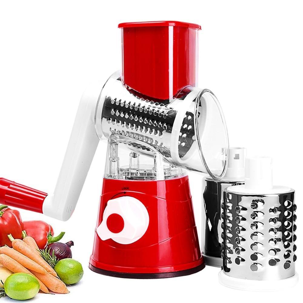 Fatiador Ralador de Legumes Frutas e Vegetais 3 em 1 Multifuncional com Manivela - Slicer Multi