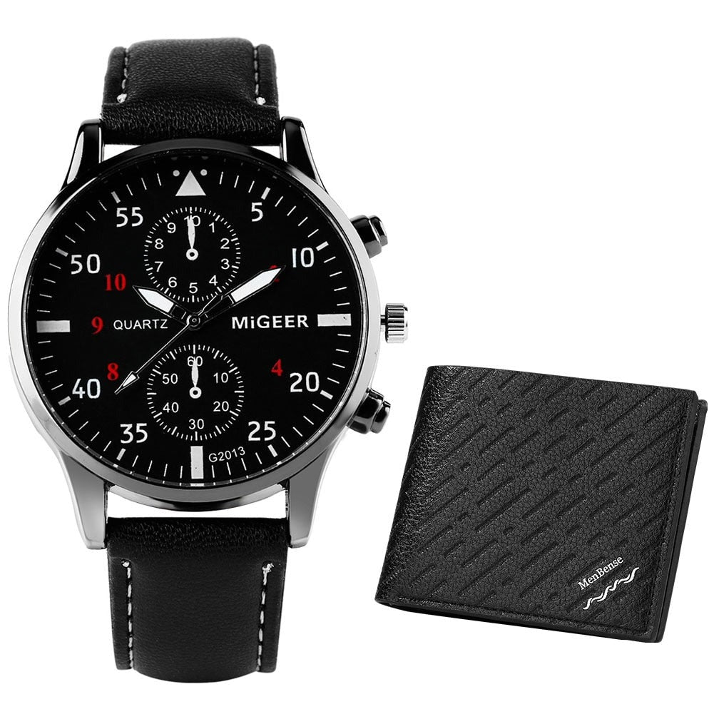 KIT Relógio + Carteira Masculino