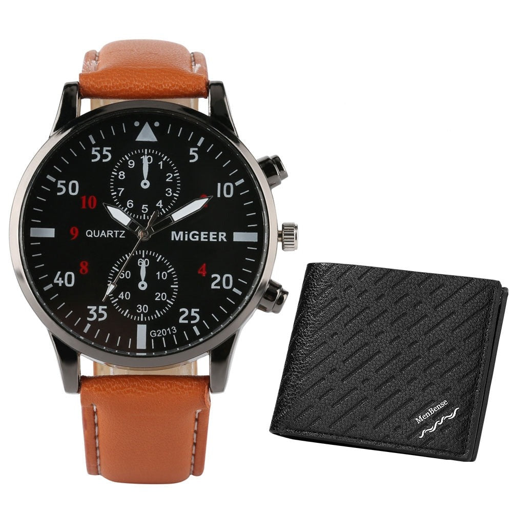 KIT Relógio + Carteira Masculino