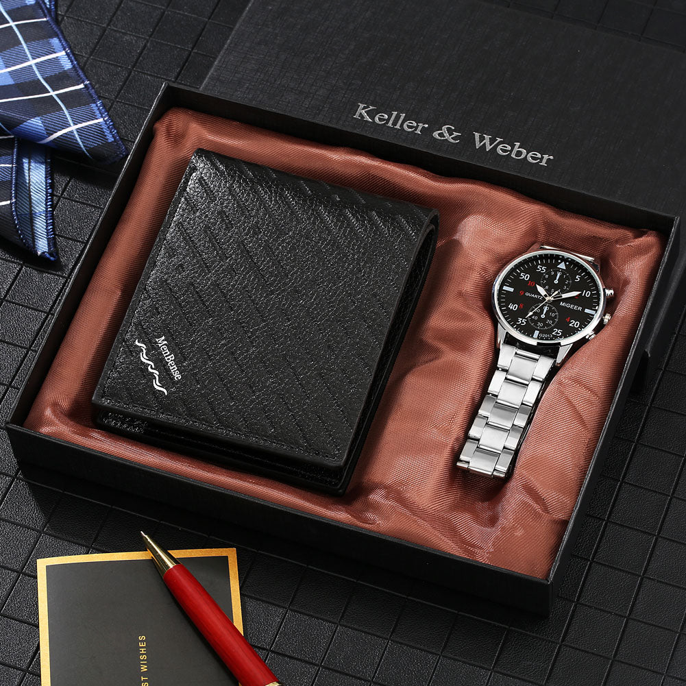 KIT Relógio + Carteira Masculino
