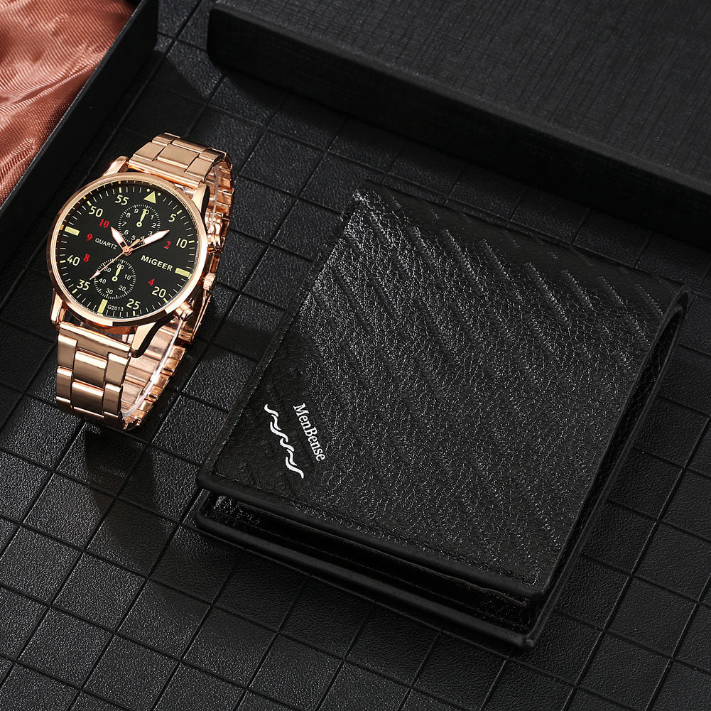KIT Relógio + Carteira Masculino