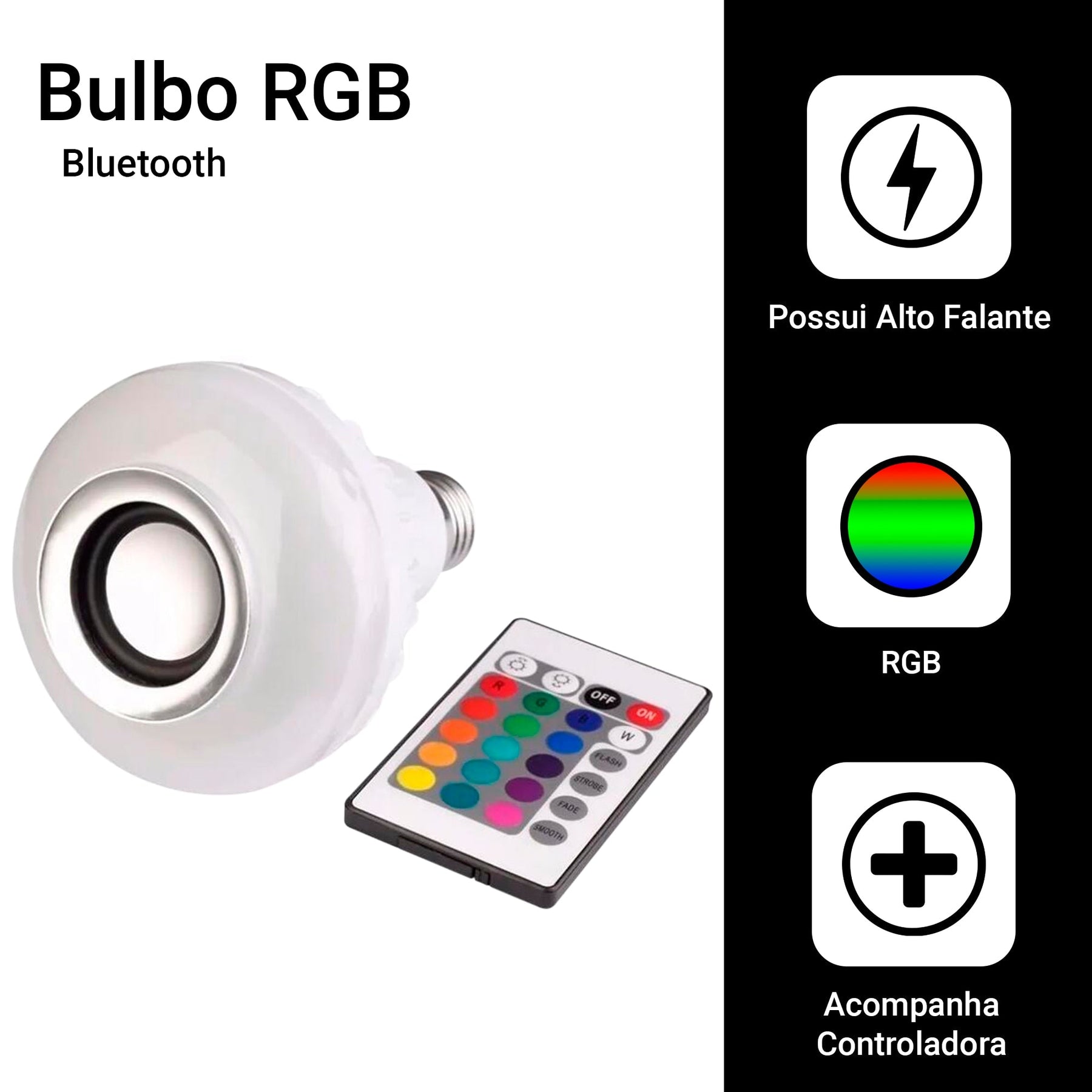 Lâmpada Musical Led Colorida Bluetooth 12w Com Controle