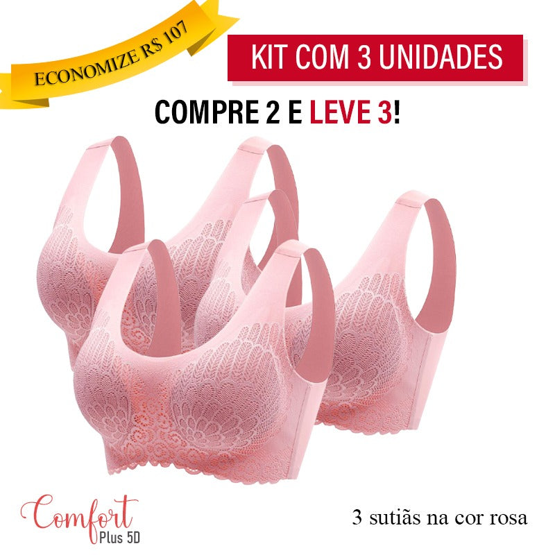 KIT 3 Peças - Sutiã Comfort Plus 5D - Compre 2 Leve 3
