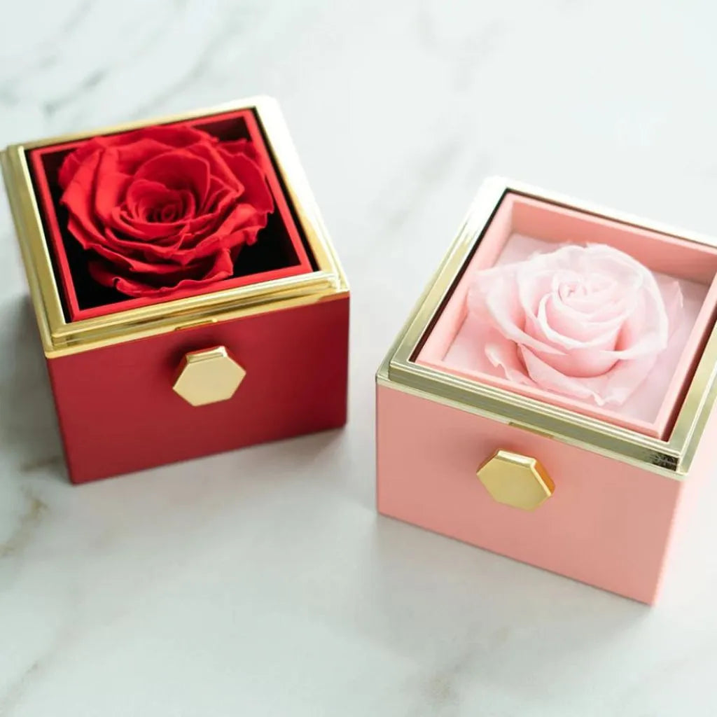 Colar com Caixa Rotativa Surpresa - Rosa Amor Eterno
