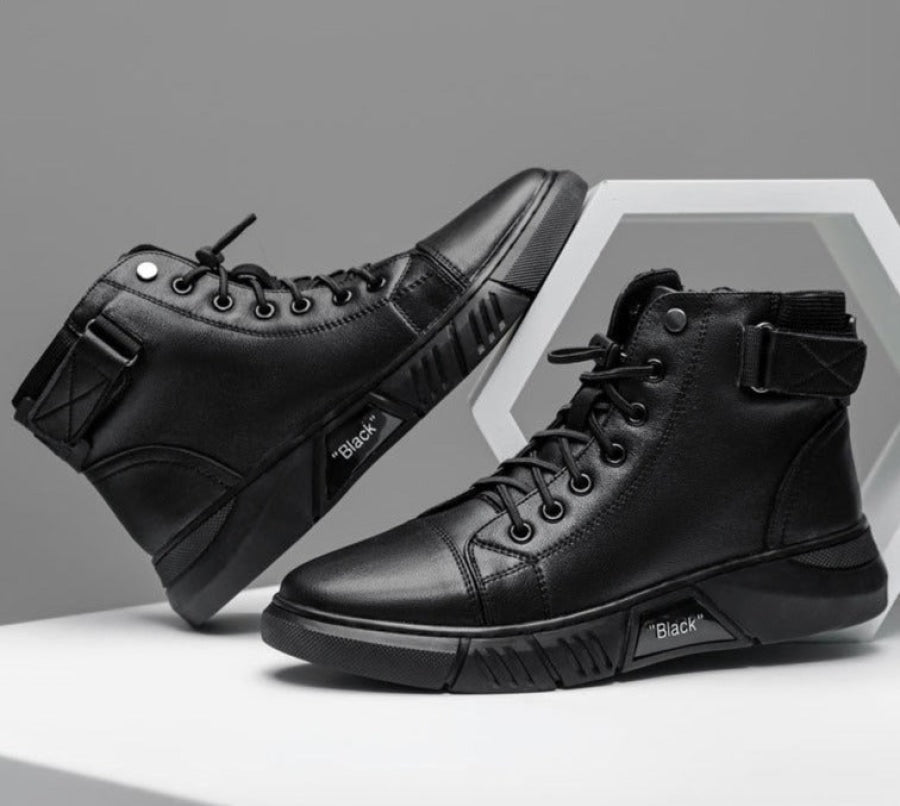 Bota Masculina Italiana Casual de Couro Martin de cano Alto