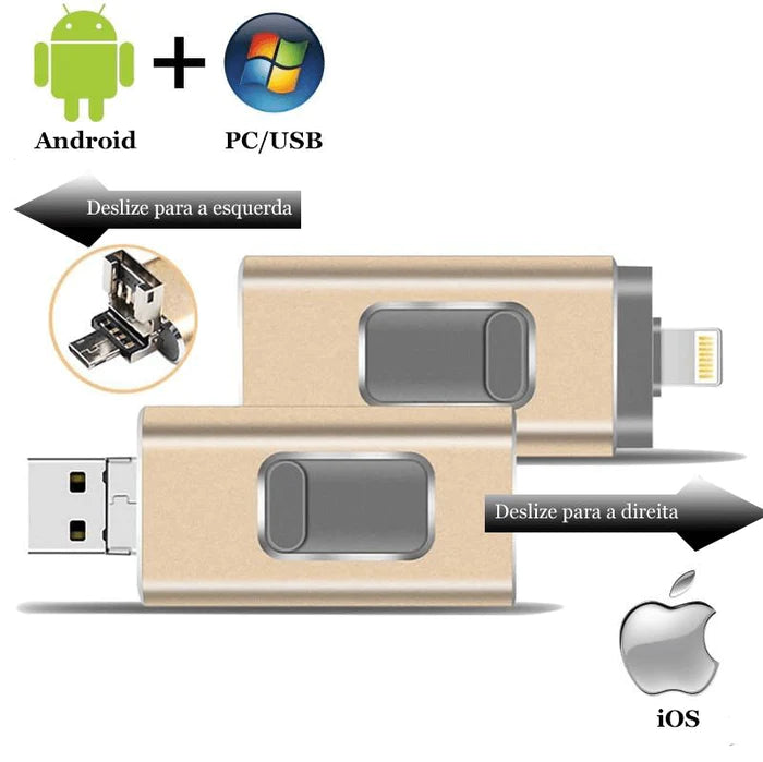 Pen Drive de Celular 4 em 1 - Para Android e Iphone