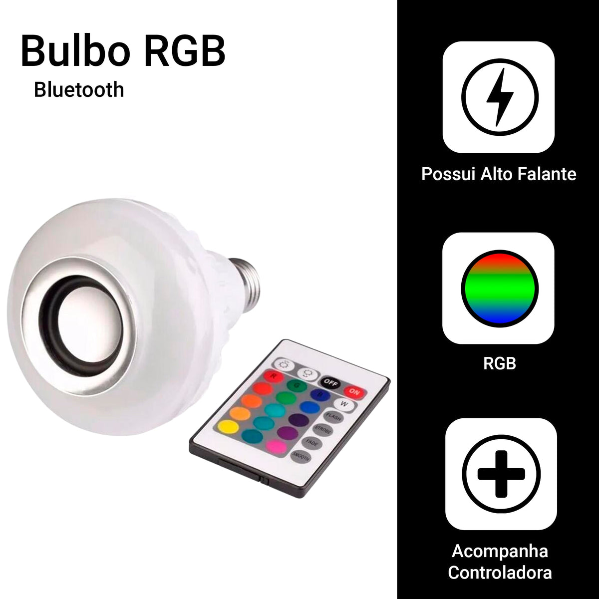 Lâmpada Musical Led Colorida Bluetooth 12w Com Controle