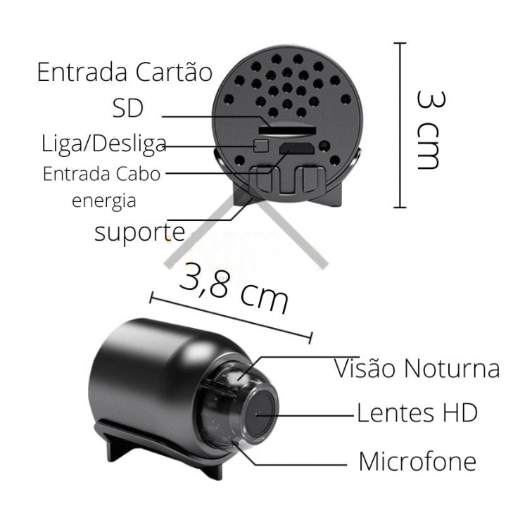 Mini Câmera Espiã Portátil - Imagem e Áudio - Versão HD 2023