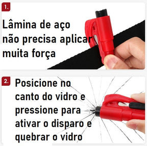 Chaveiro de Segurança 2 em 1 (quebra vidro e corta cinto de segurança!)